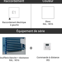 Matisere Sèche-serviette soufflant électrique blanc - HxL : 986x496mm - 500 Watt - LFE-090-50/IFS/B