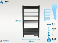 Pureline Sèche-serviettes avec minuterie 500W