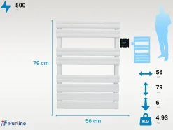 Pureline Sèche-serviettes blanc commande sans fil 500W* Sèche-Serviettes Soufflant