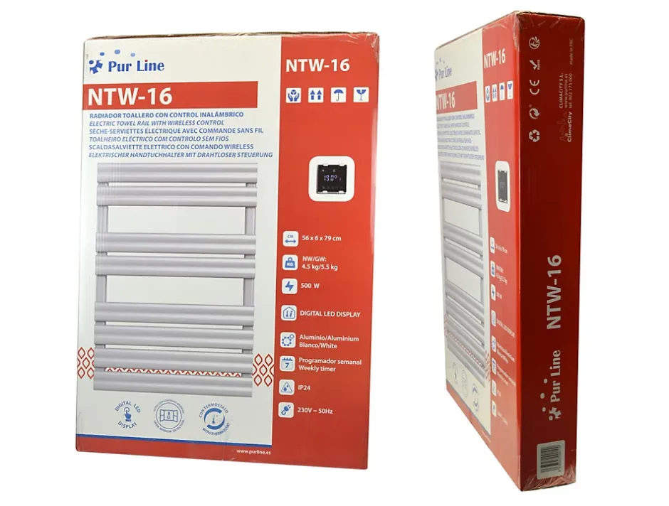Pureline Sèche-serviettes blanc commande sans fil 500W* Sèche-Serviettes Soufflant