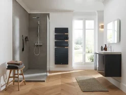 Thermor Sèche-serviettes connecté Allure Virtuose avec soufflerie 1750W Ardoise/Chêne Mat à droite - - 483140
