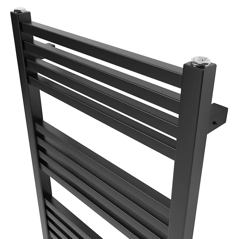 GoodHome Sèche-serviettes eau chaude en acier Duala noir 24 barres - 518 W