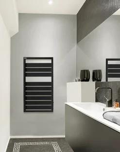 Acova Sèche-serviettes eau chaude noir en acier 432W + 2 patères, Astrakan