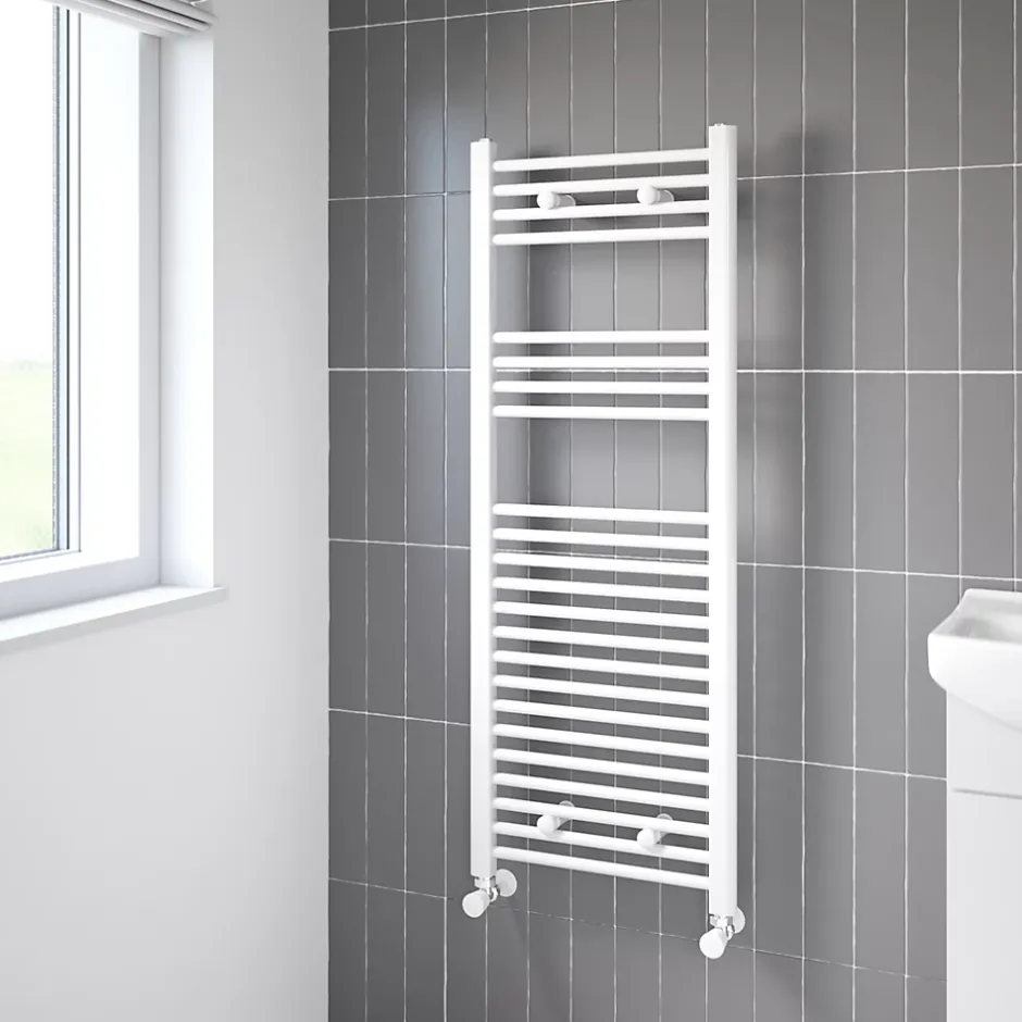 Flomasta Sèche-serviettes eau chaude plat en acier blanc 490W