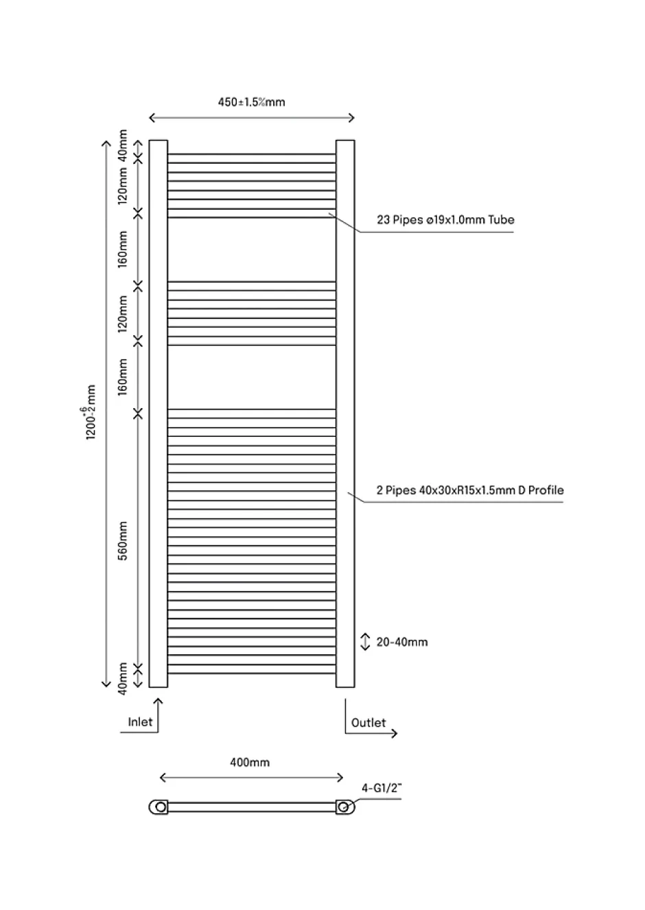 Flomasta Sèche-serviettes eau chaude plat en acier blanc 490W