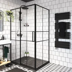 GoodHome Sèche-serviettes eau chaude en acier Boxwood noir 488W