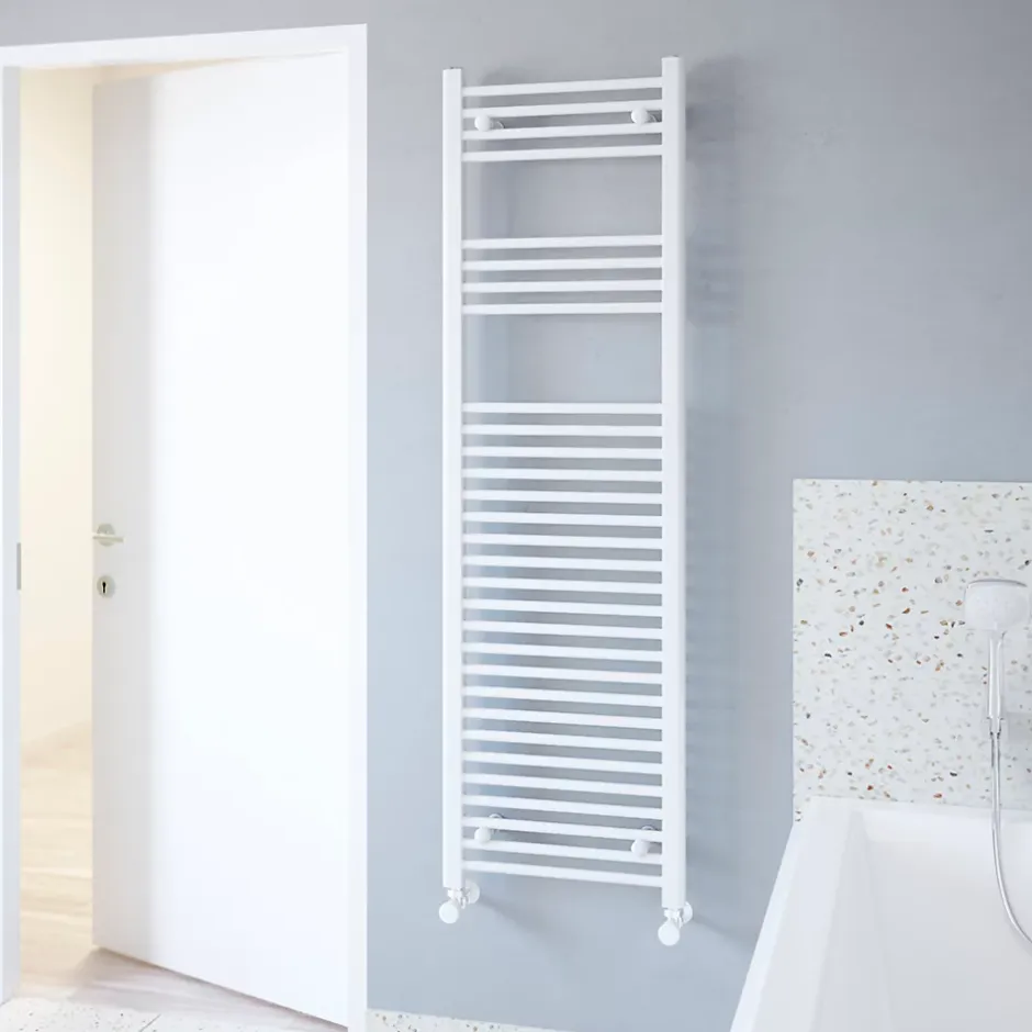 Flomasta Sèche-serviettes eau chaude plat en acier blanc 609W