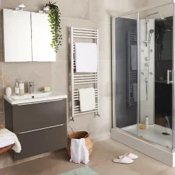 GoodHome Sèche-serviettes eau chaude en acier Duala gris 24 barres - 518 W