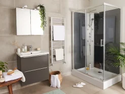 GoodHome Sèche-serviettes eau chaude en acier Duala gris 24 barres - 518 W