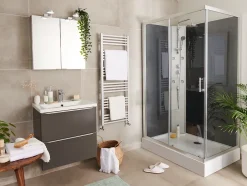 GoodHome Sèche-serviettes eau chaude en acier Duala gris 24 barres - 518 W