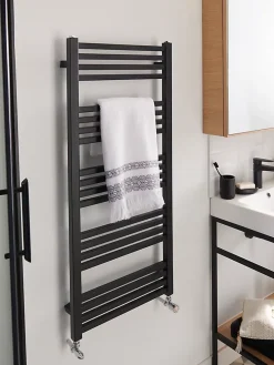 GoodHome Sèche-serviettes eau chaude en acier Duala noir 20 barres - 438 W* Sèche-Serviettes Eau Chaude