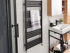GoodHome Sèche-serviettes eau chaude en acier Duala noir 20 barres - 438 W* Sèche-Serviettes Eau Chaude