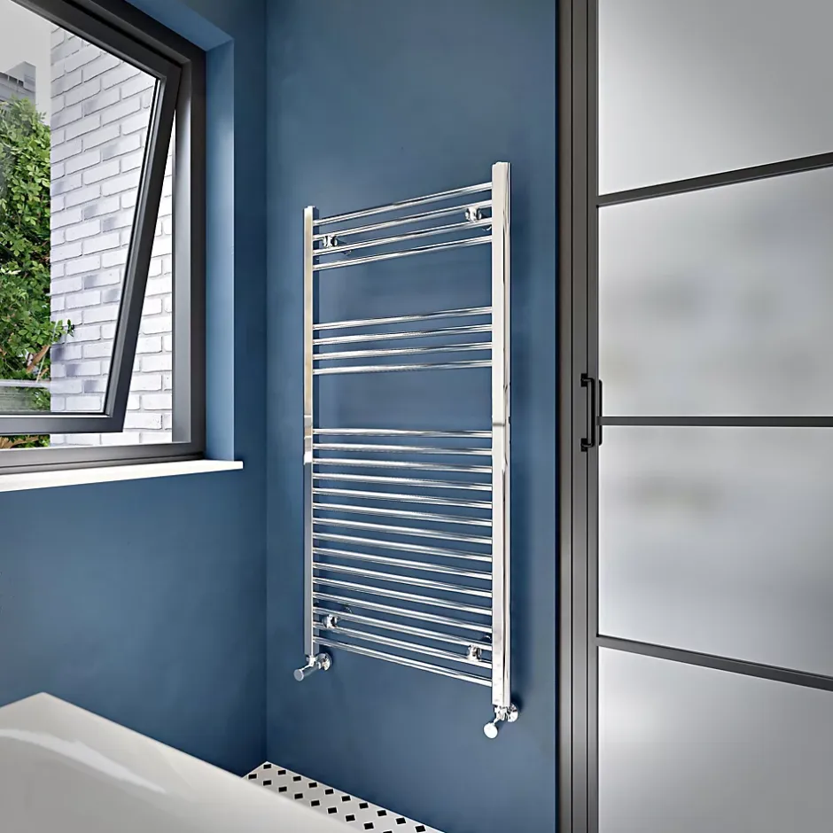 Flomasta Sèche-serviettes eau chaude en acier argent 415W* Sèche-Serviettes Eau Chaude