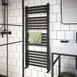GoodHome Sèche-serviettes eau chaude en acier Aspley argent 485W* Sèche-Serviettes Eau Chaude