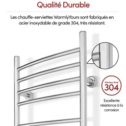 WarmlyYours Sèche-serviettes électrique chrome 150W , Dimensions: 101.6 cm x 45.7 cm* Sèche-Serviettes Électrique