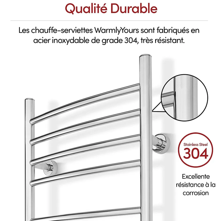 WarmlyYours Sèche-serviettes électrique chrome 150W , Dimensions: 101.6 cm x 45.7 cm* Sèche-Serviettes Électrique