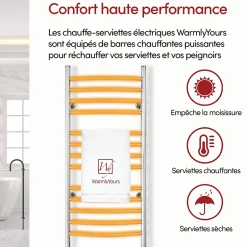 WarmlyYours Sèche-serviettes électrique chrome 150W , Dimensions: 101.6 cm x 45.7 cm* Sèche-Serviettes Électrique