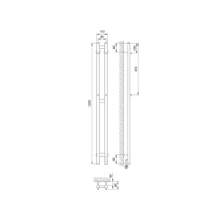 Laris Sèche-serviettes électrique DUET 80x1200 avec minuterie ECO, 80W, Blanc