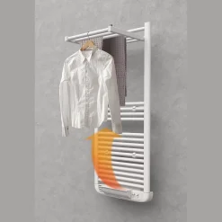 Deltacalor Sèche-serviettes électrique à inertie fluide Stendino 750W + soufflerie 1000W blanc* Sèche-Serviettes Soufflant