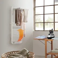 Deltacalor Sèche-serviettes électrique à inertie fluide Stendino 500W + soufflerie 1000W blanc* Sèche-Serviettes Soufflant