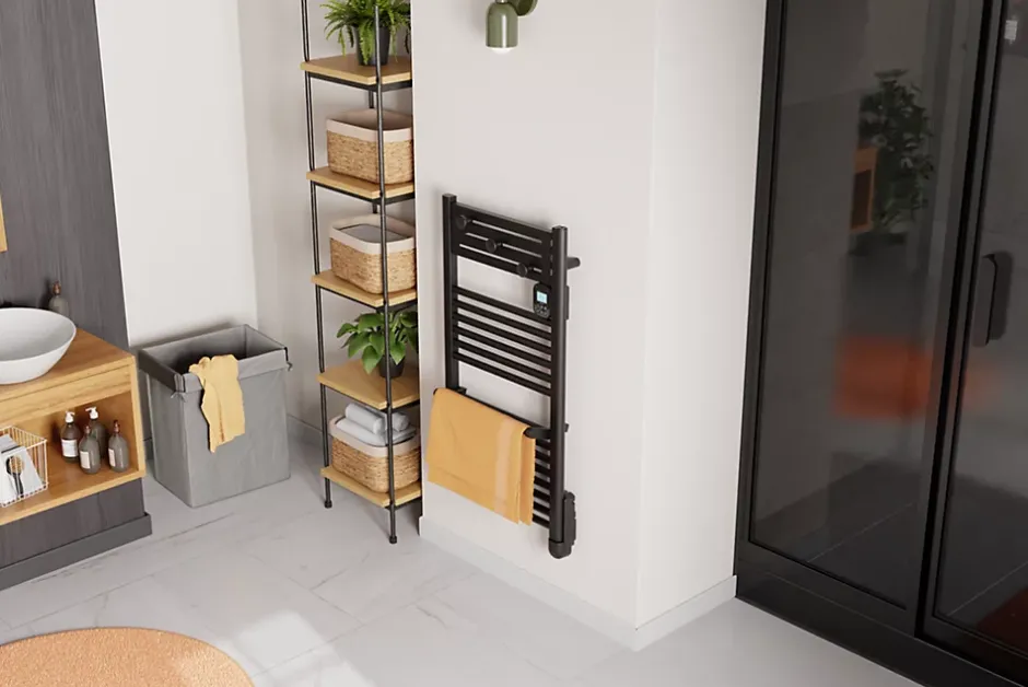 Noirot Sèche-serviettes électrique 750 W noir à inertie fluide, Actibain* Sèche-Serviettes Électrique