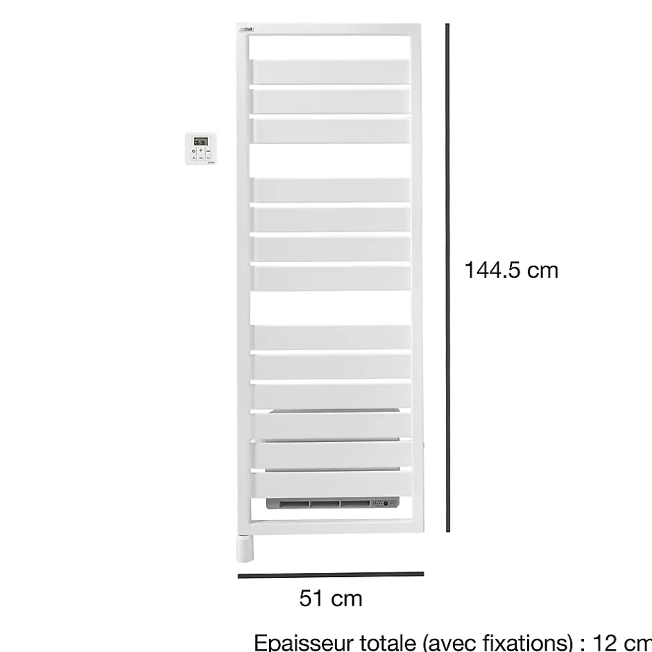 Acova Sèche-serviettes électrique à inertie fluide Astrakan +Air blanc 750W + soufflerie 1000W* Sèche-Serviettes Soufflant
