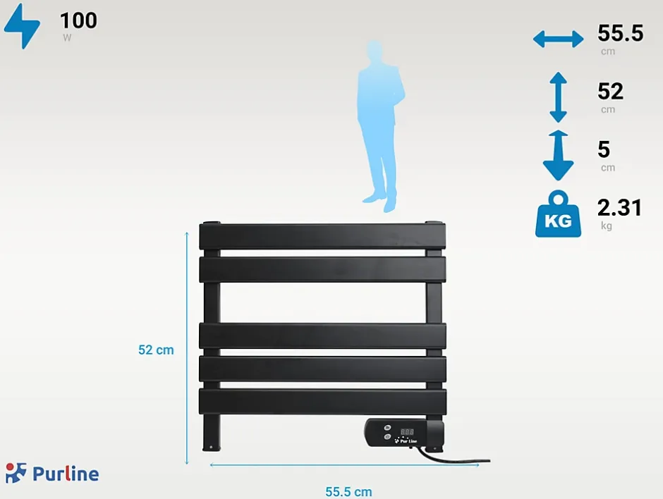 Pureline Sèche-serviettes électrique compact noir 100W* Sèche-Serviettes Soufflant