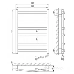 Laris Sèche-serviettes électrique ATLANT 500x700 avec minuterie ECO, 160W, Noir* Sèche-Serviettes Électrique