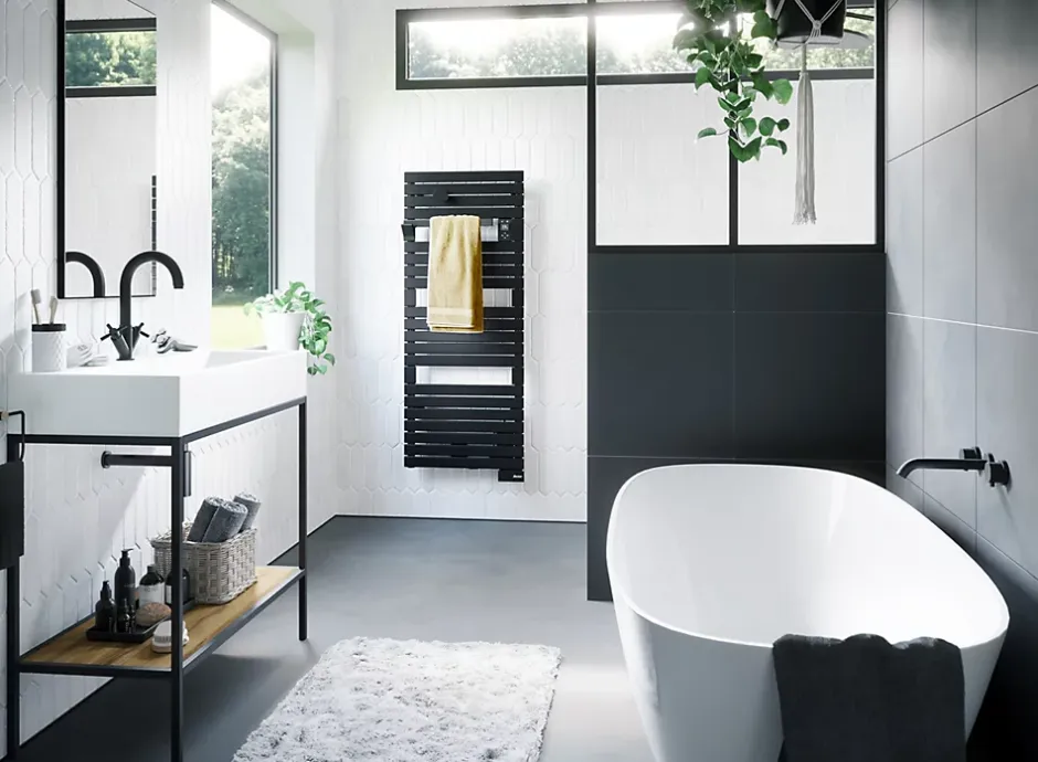 Sauter Sèche-serviettes électrique à inertie fluide Asama connectable anthracite 750W