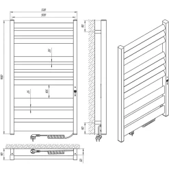 Laris Sèche-serviettes électrique LAVINA 500x900 avec minuterie ECO, 280W, Noir