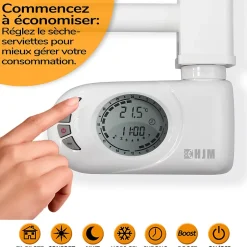 HJM Sèche-serviettes électrique à inertie sèche , 750 W, Noor, Blanc