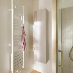 Sauter Sèche-serviettes électrique à inertie fluide Kelud Slim blanc 500W + soufflerie 1000W* Sèche-Serviettes Soufflant