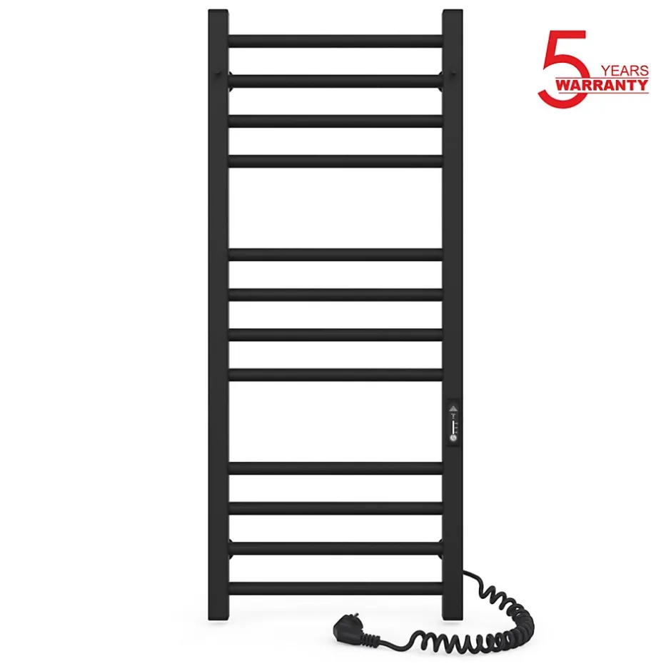 Laris Sèche-serviettes électrique ALFA 350x900 avec minuterie ECO, 160W, Noir* Sèche-Serviettes Électrique