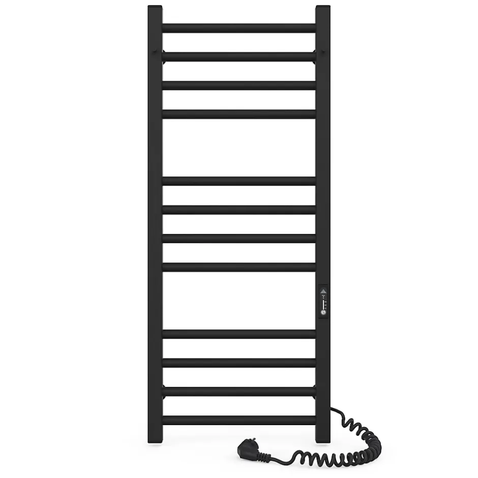 Laris Sèche-serviettes électrique ALFA 350x900 avec minuterie ECO, 160W, Noir* Sèche-Serviettes Électrique