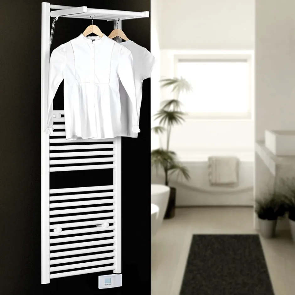 Deltacalor Sèche-serviettes électrique à inertie fluide Stendino 750W blanc* Sèche-Serviettes Électrique