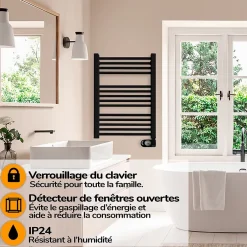 HJM Sèche-serviettes électrique à inertie sèche , 750 W, Noor, Noir* Sèche-Serviettes Mixte