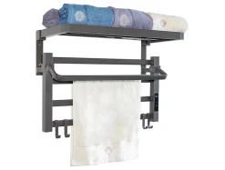 Pureline Sèche-serviettes électrique avec étagère gris anthracite 55W