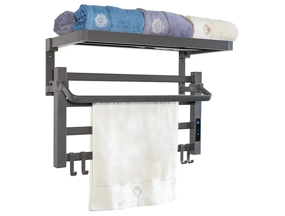 Pureline Sèche-serviettes électrique avec étagère gris anthracite 55W