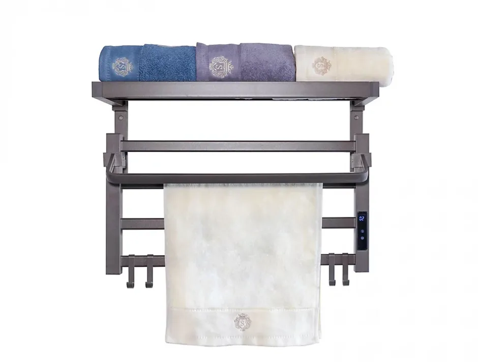 Pureline Sèche-serviettes électrique avec étagère gris anthracite 55W