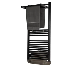 Deltacalor Sèche-serviettes électrique à inertie fluide Stendino 500W + soufflerie 1000W noir* Sèche-Serviettes Soufflant
