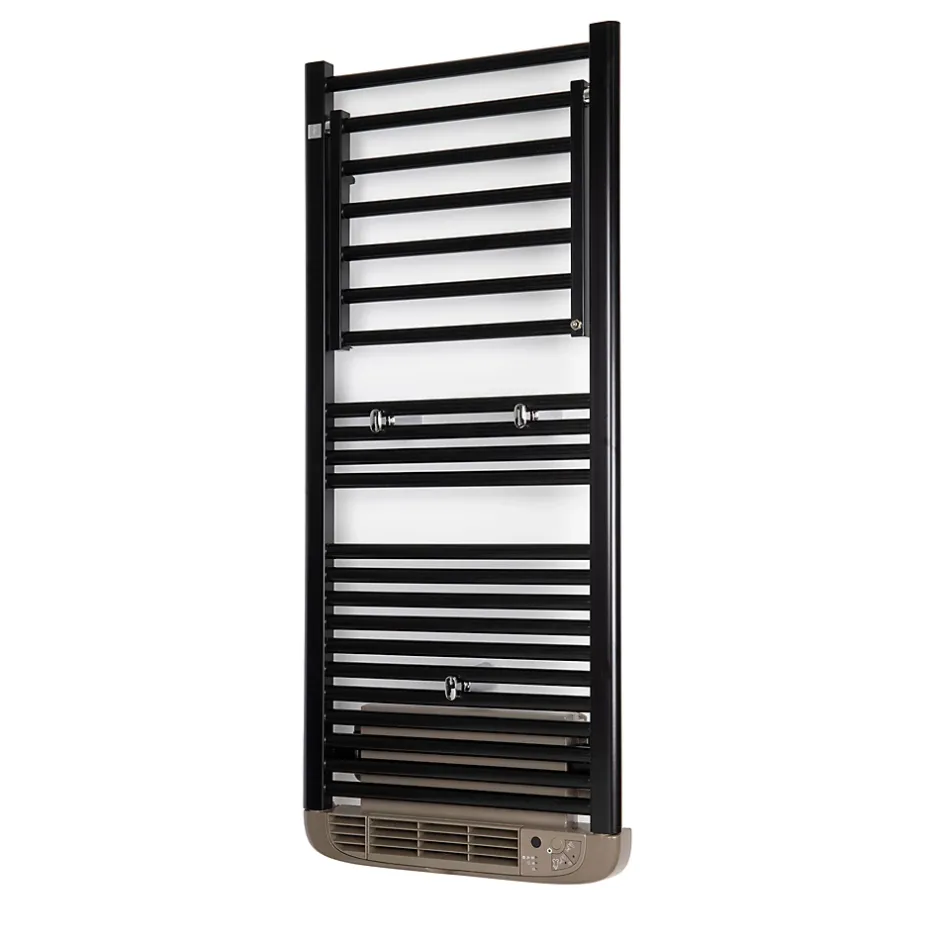 Deltacalor Sèche-serviettes électrique à inertie fluide Stendino 500W + soufflerie 1000W noir* Sèche-Serviettes Soufflant