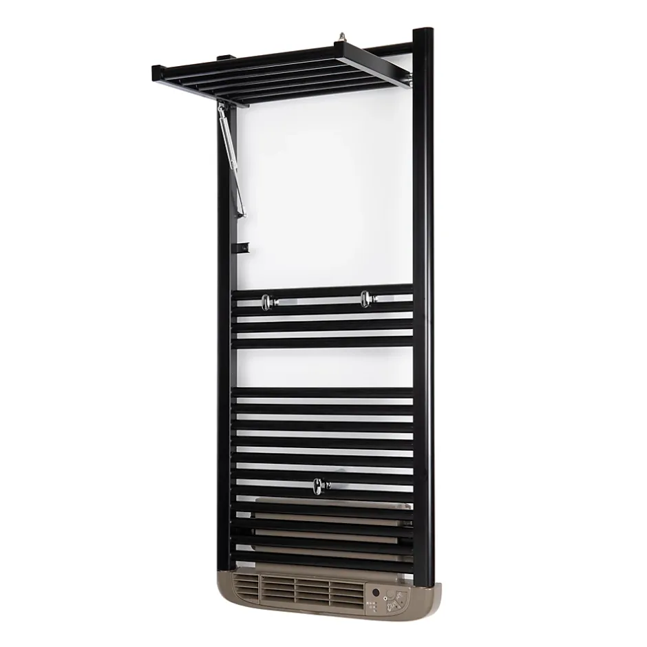 Deltacalor Sèche-serviettes électrique à inertie fluide Stendino 500W + soufflerie 1000W noir* Sèche-Serviettes Soufflant