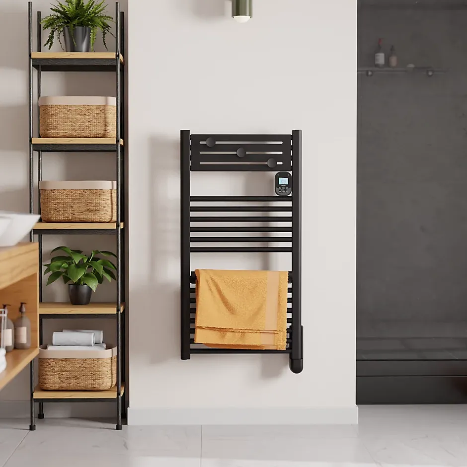 Noirot Sèche-serviettes électrique 500 W noir à inertie fluide, Actibain