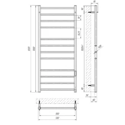 Laris Sèche-serviettes électrique ALFA 500x1200 avec minuterie ECO, 225W, Noir* Sèche-Serviettes Électrique
