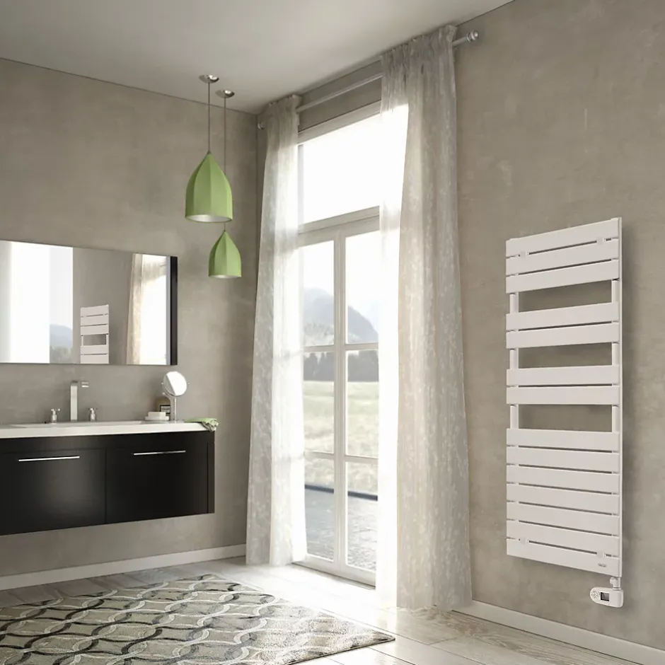 Delonghi Sèche-serviettes mixte électrique / eau chaude en acier De’Longhi Portobello blanc 700W* Sèche-Serviettes Eau Chaude