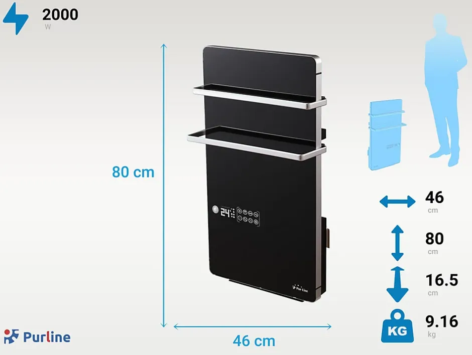 Pureline Sèche-serviettes numérique contrôle WIFI 2000W