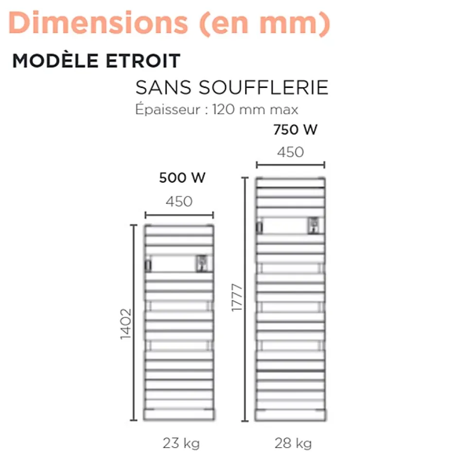 Thermor Sèche-serviettes Riviera 2 étroit 500W gris roche - - 497558