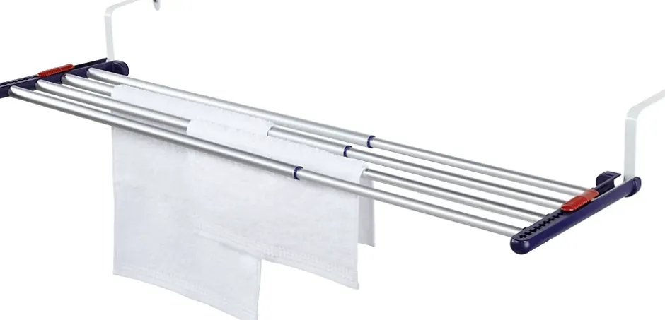 Leifheit Séchoir à linge à suspendre 4,2 m, étendoir alu avec barres extensibles, Quartett 42 Extensible Aluminium