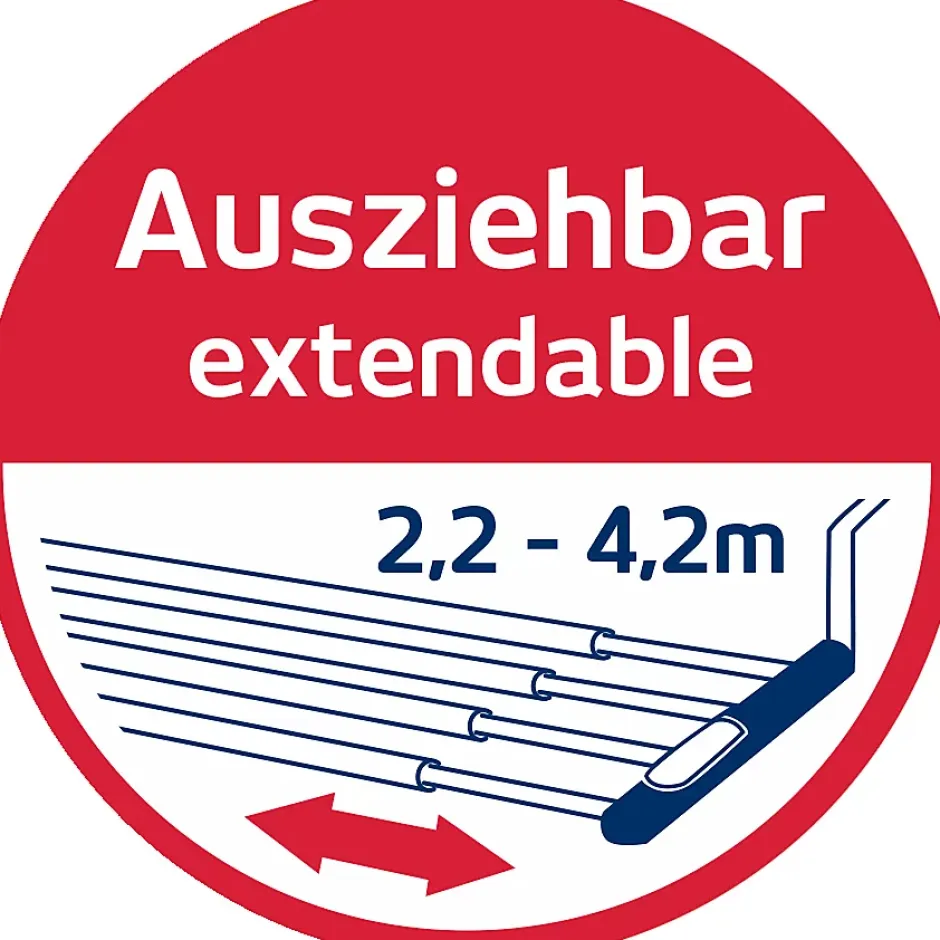 Leifheit Séchoir à linge à suspendre 4,2 m, étendoir alu avec barres extensibles, Quartett 42 Extensible Aluminium