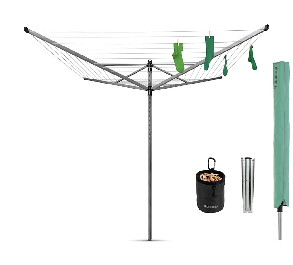 Brabantia Séchoir à linge parapluie rotatif 50 m d'étendage Lift-O-Matic